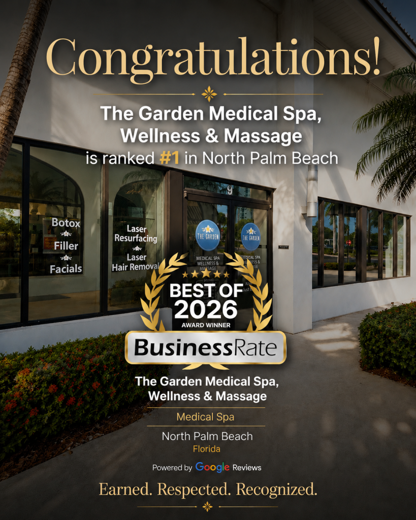 Congratulations The Garden Medical Spa, Wellness & Massage is ranked #1 in North Palm Beach. Winning Business Rate Best of 2026 for Med Spa in North Palm Beach